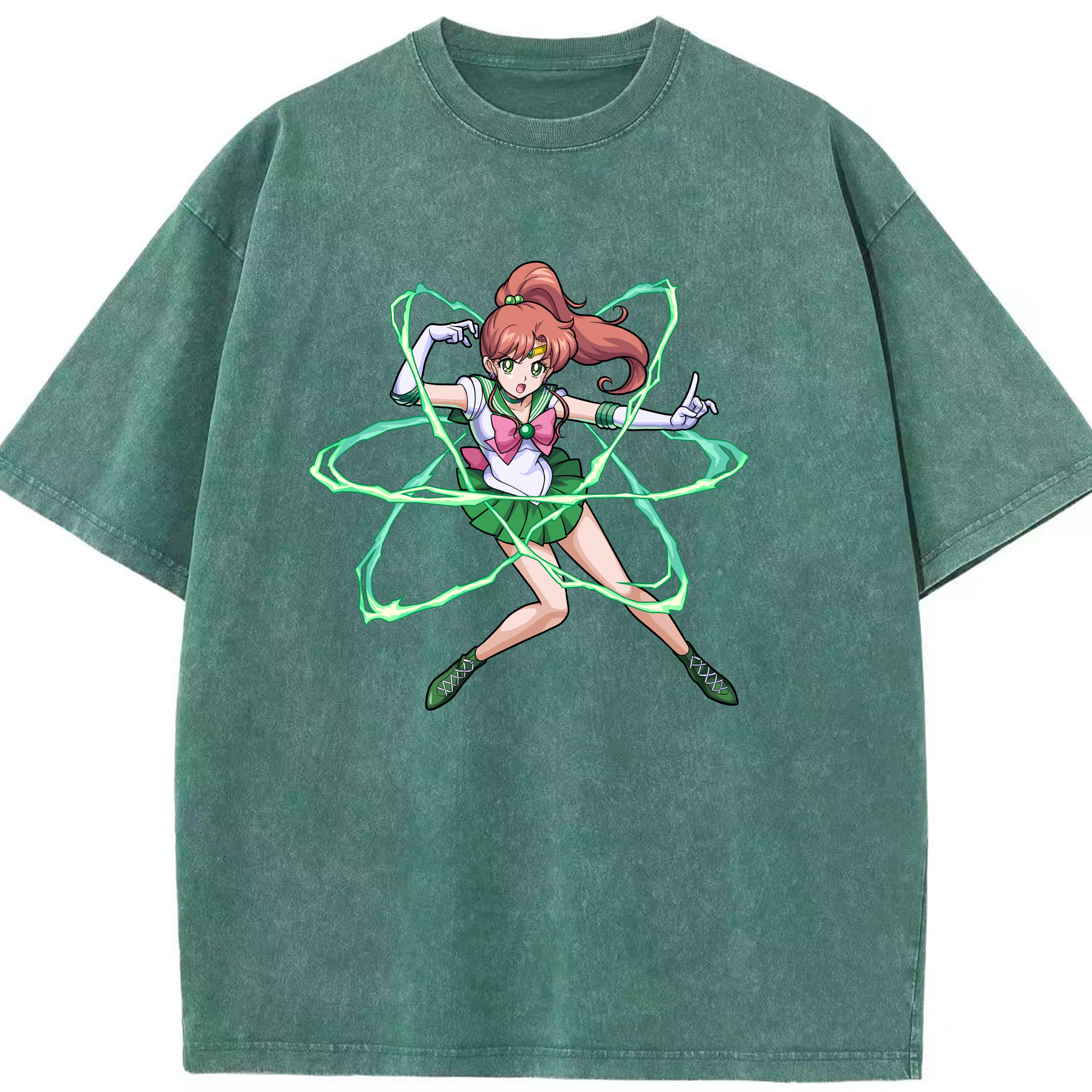 （画像用） 美少女戦士セーラームーン 木野 まこと きの まこと Sailor Moon Kino Makoto （セーラージュピター；Sailor Jupiter） 綿100% ヴィンテージ風 半袖Tシャツ（フロントプリント）